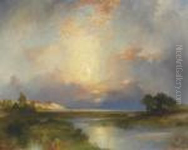 East Hampton, New York Oil Painting by Thomas Moran