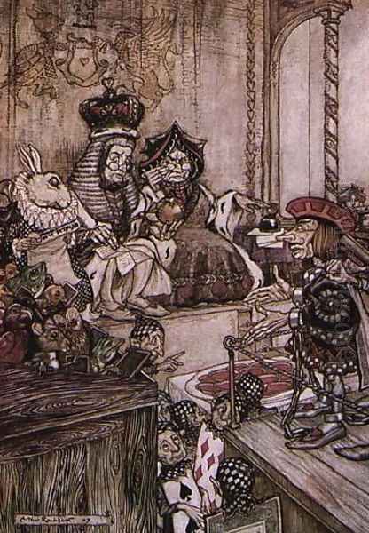 Alice in Wonderland: Who Stole the Tarts? Oil Painting by Arthur Rackham