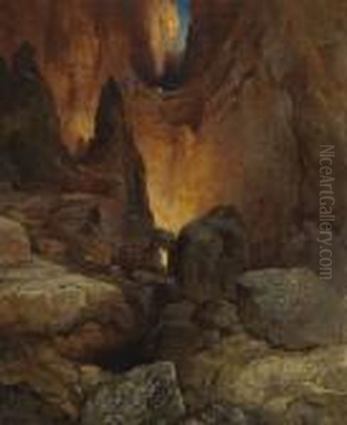 A Side Canyon, Grand Canyon Of Arizona Oil Painting by Thomas Moran