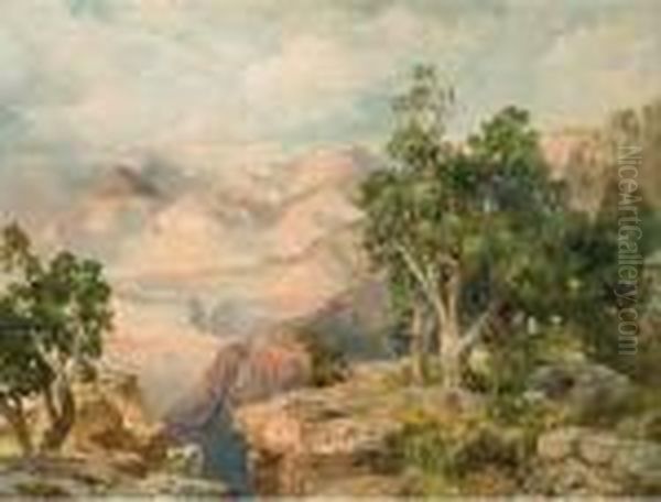 Grand Canyon Of Arizona From Hermit Rim Road Oil Painting by Thomas Moran