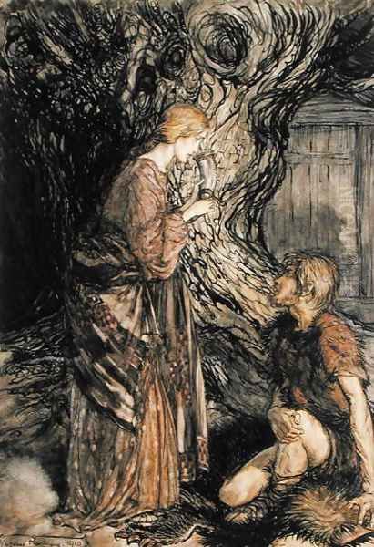 Siegmund and Sieglinde, Illustration from Rhinegold and the Valkyrie by Richard Wagner, Heinemann, 1910 Oil Painting by Arthur Rackham