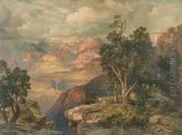 Grand Canyon Of Arizona From Hermit Road Oil Painting by Thomas Moran