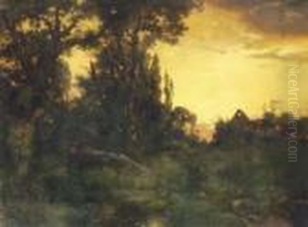 Twilight Oil Painting by Thomas Moran