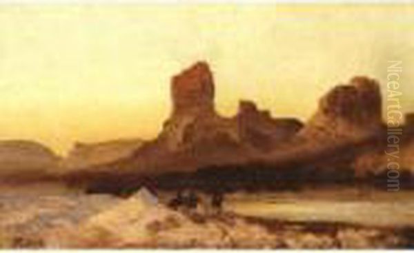 Indians At The Green River Oil Painting by Thomas Moran