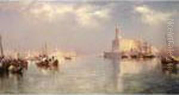 Vera Cruz Harbor Oil Painting by Thomas Moran