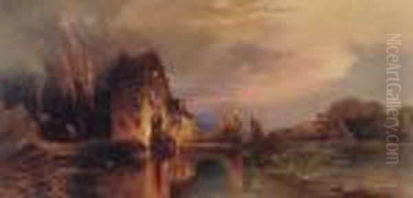 Haunted House Oil Painting by Thomas Moran