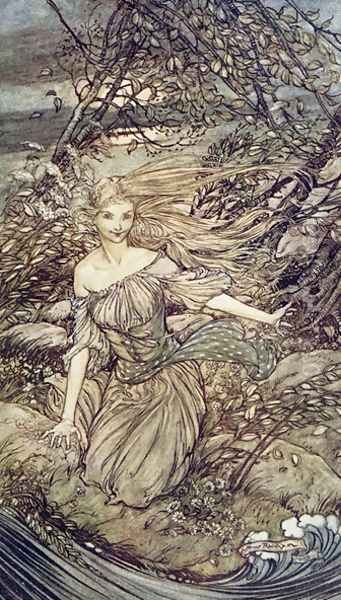 Undine, illustration from the book by Baron Friedrich de la Motte Fouque 1777-1843 1909 2 Oil Painting by Arthur Rackham