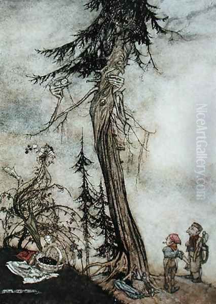 The Fir-Tree and the Bramble, illustration from Aesops Fables, published by Heinemann, 1912 Oil Painting by Arthur Rackham