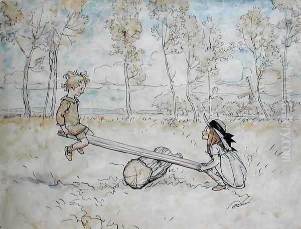 See, Saw, Margery Daw, 1906, illustration from Mother Goose The Old Nursery Rhymes, Heinemann, 1913 Oil Painting by Arthur Rackham