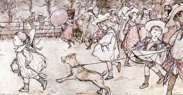 In the Broad Walk from Peter Pan in Kensington Gardens by J.M. Barrie, 1906 Oil Painting by Arthur Rackham