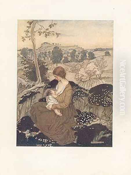 ... a flower of bliss, beyond all blessing Blest Oil Painting by Arthur Rackham