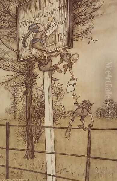 The Goblins from Peter Pan in Kensington Gardens by J.M. Barrie, 1906 Oil Painting by Arthur Rackham