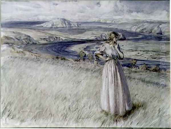 Bigbury Bay, Devon, 1915 Oil Painting by Arthur Rackham