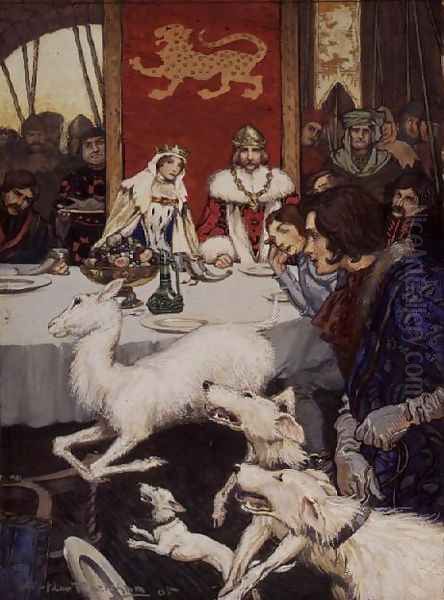 King Arthurs Wedding Feast, 1905 Oil Painting by Arthur Rackham