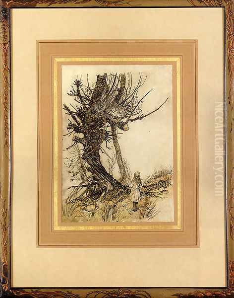 Alice In Wonderland: Alice And the Cheshire Cat Oil Painting by Arthur Rackham