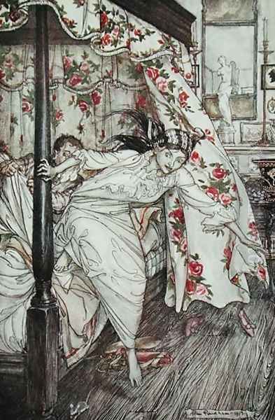 Venus and the Cat, illustration from Aesops Fables, published by Heinemann, 1912 Oil Painting by Arthur Rackham