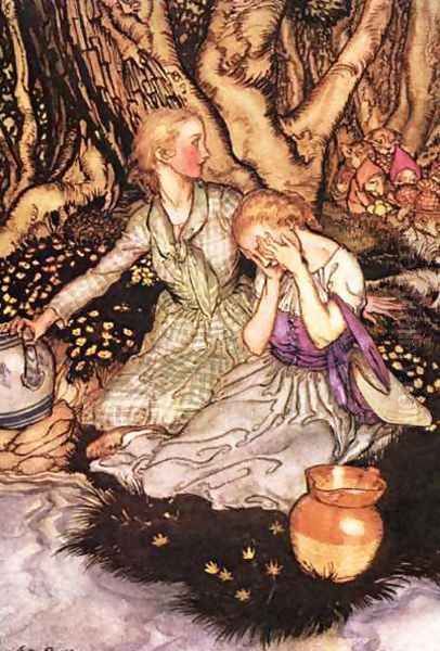 Goblin Market: Down the glen tramp the little men Oil Painting by Arthur Rackham