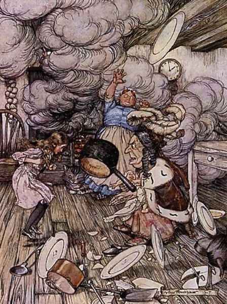 Alice in Wonderland: Pig and Pepper Oil Painting by Arthur Rackham