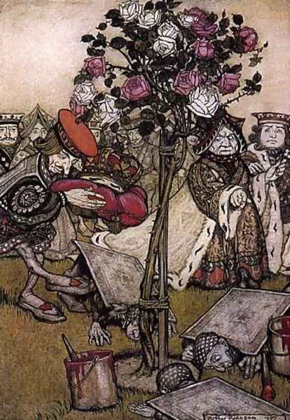 Alice in Wonderland: The Queen's Croquet Ground Oil Painting by Arthur Rackham