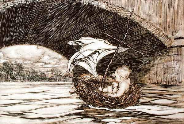 He Passed Under the Bridge and Came Within Full Sight of the Delectable Gardens, illustration for Peter Pan in Kensington Gardens by J.M. Barrie 1860-1937 1906 Oil Painting by Arthur Rackham