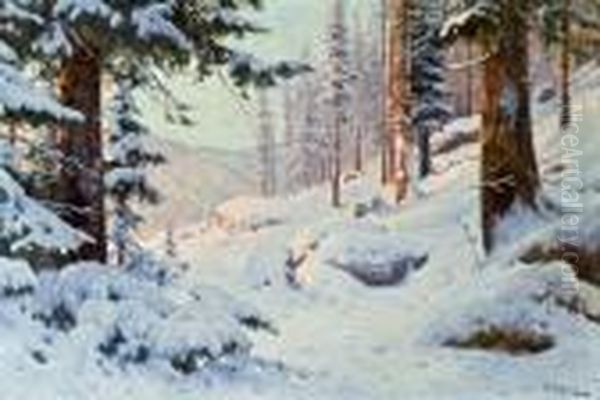 Winterwald Oil Painting by Walter Moras