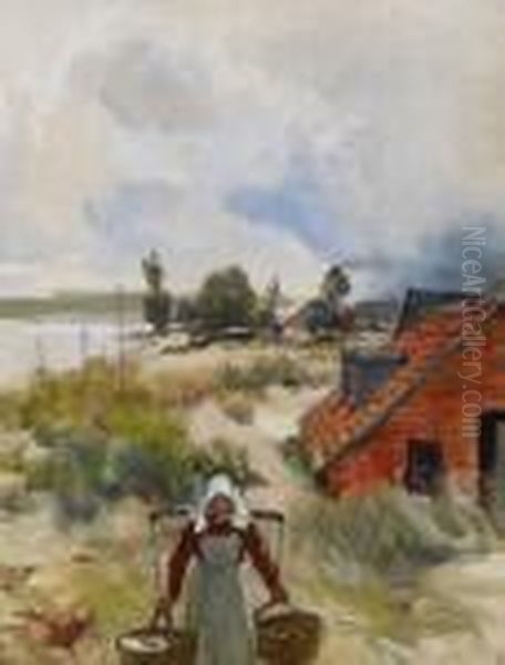 Fischerdorf An Der Ostsee Oil Painting by Walter Moras