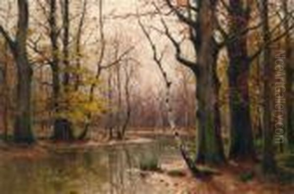 Herbstliche Flusslandschaft Oil Painting by Walter Moras