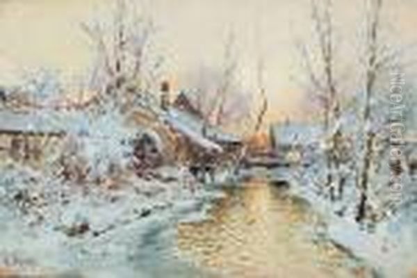 Verschneite Wassermuhle Oil Painting by Walter Moras