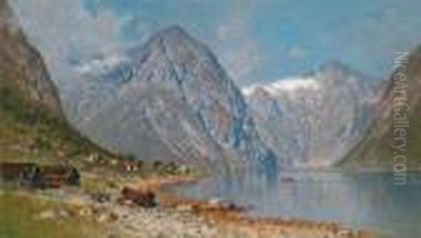 Fjord Landscape Oil Painting by Walter Moras