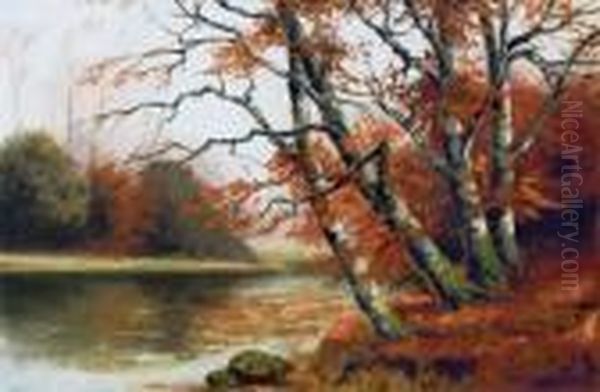 Herbstwald Oil Painting by Walter Moras