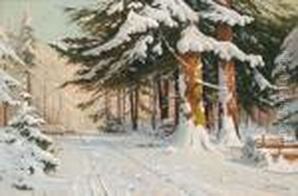 Winterlandschaft Oil Painting by Walter Moras