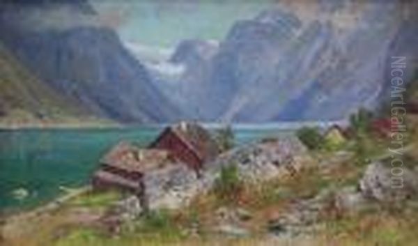 Norwegische Fjordlandschaft Oil Painting by Walter Moras