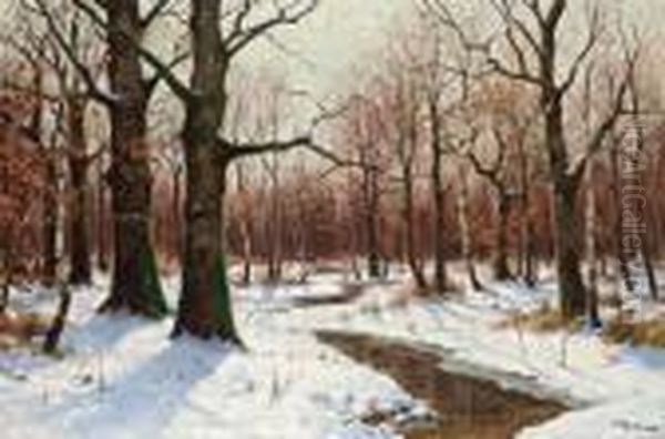 Winterwald Oil Painting by Walter Moras