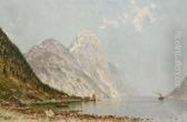 Fjordlandschaft Oil Painting by Walter Moras