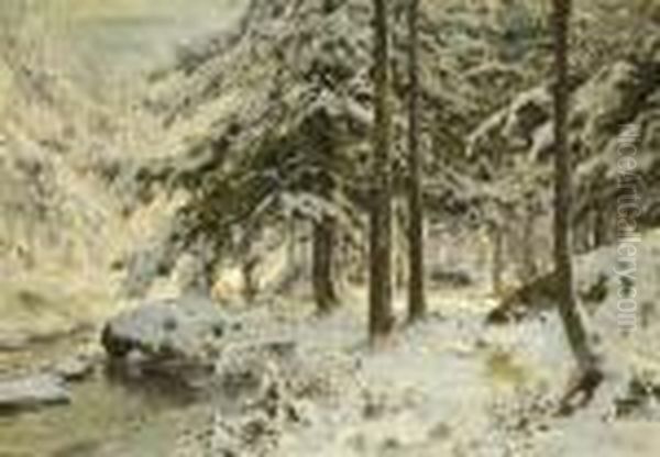 Winterwald. Oil Painting by Walter Moras