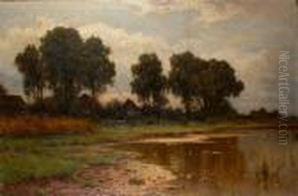 Pejzaz Z Rozlewiskiem Oil Painting by Walter Moras