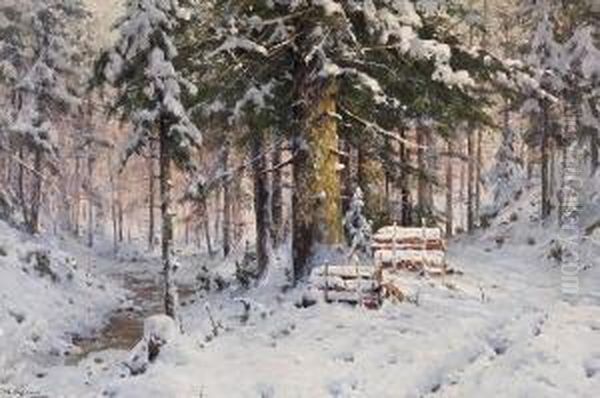 Winterwald. Oil Painting by Walter Moras