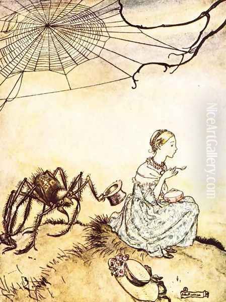 Mother Goose: Little Miss Muffet Oil Painting by Arthur Rackham