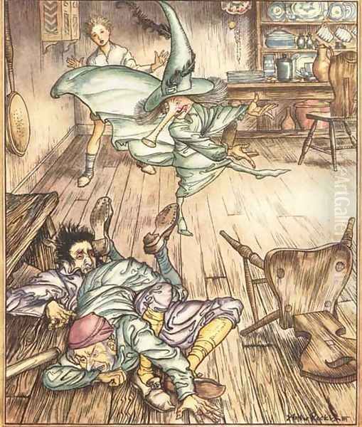 King of the Golden River: So there they lay, all three Oil Painting by Arthur Rackham