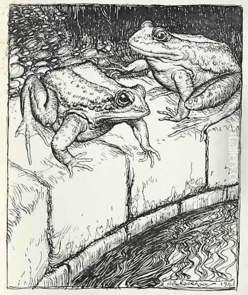 The Frogs and the Well, illustration from Aesops Fables, published by Heinemann, 1912 Oil Painting by Arthur Rackham