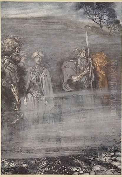 The Gods grow wan and aged at the loss of Freia, illustration from The Rhinegold and the Valkyrie, 1910 Oil Painting by Arthur Rackham