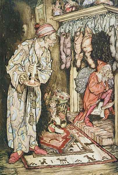 Christmas illustrations, from The Night Before Christmas by Clement C. Moore, 1931 Oil Painting by Arthur Rackham