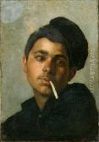 Ragazzo Con Sigaretta Oil Painting by Domenico Morelli