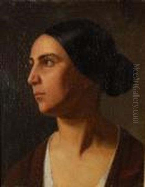 Volto Femminile Oil Painting by Domenico Morelli