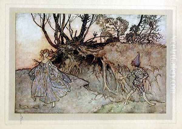 How now spirit, whiter wander you? Oil Painting by Arthur Rackham