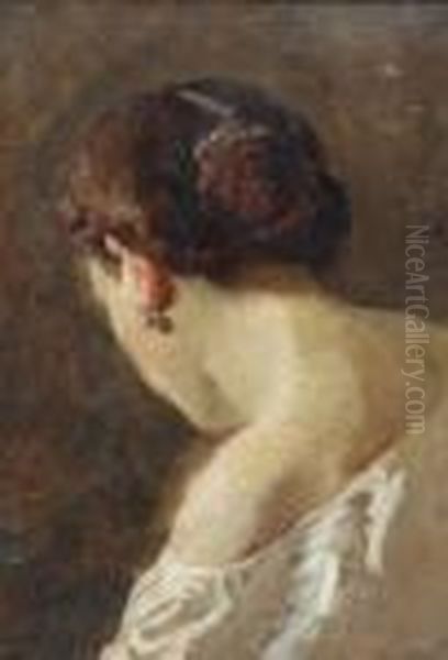 Donna Di Spalle Oil Painting by Domenico Morelli