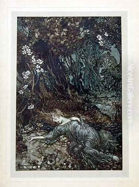 Titiana lying asleep Oil Painting by Arthur Rackham