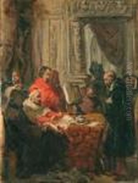 Galileo Galilei Davanti Al Santo Uffizio Oil Painting by Domenico Morelli