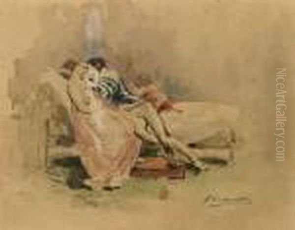 Il Bacio Oil Painting by Domenico Morelli