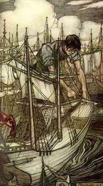 Gulliver Oil Painting by Arthur Rackham